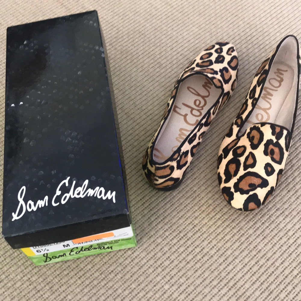 Leopard Sam Edelman with real fur flats